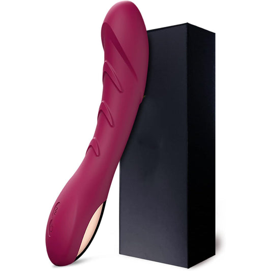 Silicone G-Spot Vibrator Sex Toy Vibrator, 12 Vibration Modes (Red Wine)