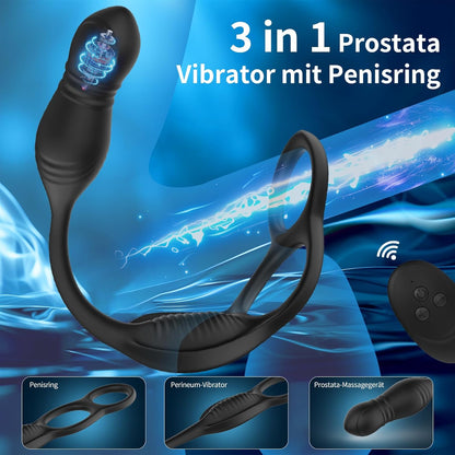 Male Anal Vibrator With Prostate Stimulation, With Rooster Ring