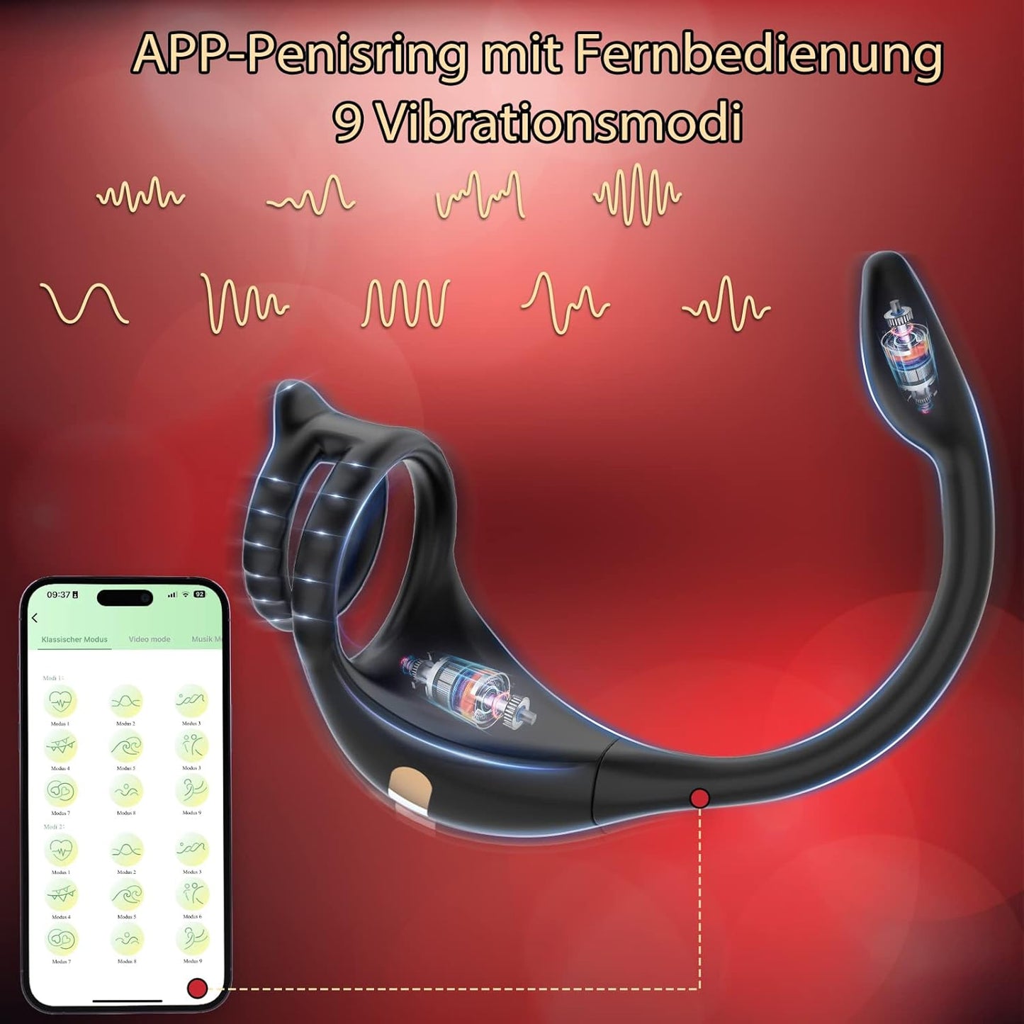 10 Vibration Modes Dual Comb Ring Massager With App