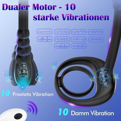 Men'S Double Penis Ring Anal Plug Sex Toy Men'S 10 Vibration Modes