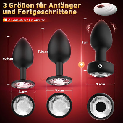 3-Piece Set Of Anal Plugs, Male And Female Anal Plugs, 10 Vibration Modes