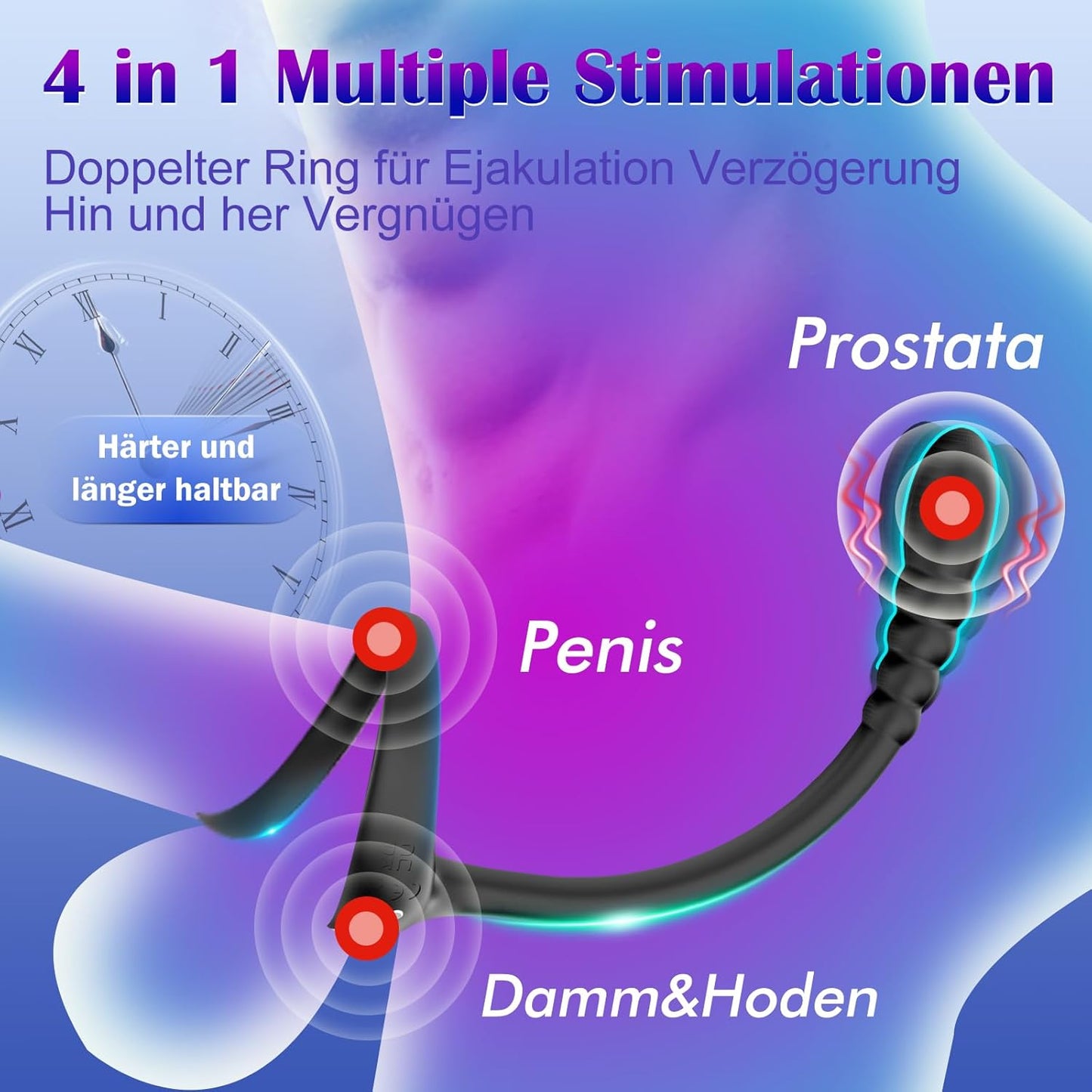 Men'S Double Penis Ring Anal Plug Sex Toy Men'S 10 Vibration Modes