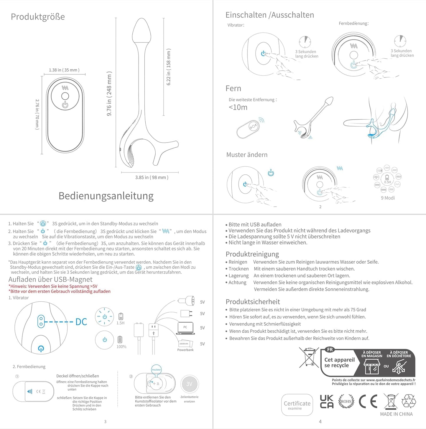 Vibrator Set For Men, 9-Vibration Mode Sex Toy